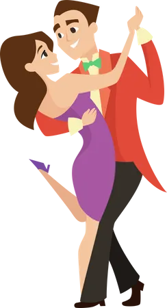 Pareja aprendiendo tango  Ilustración