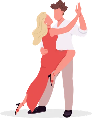 Pareja aprendiendo baile de tango  Ilustración