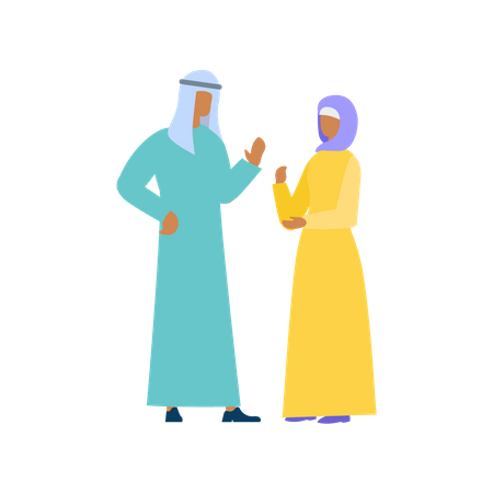 Pareja árabe comunicando  Ilustración