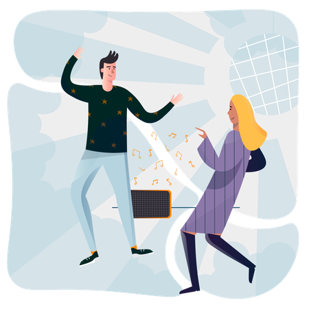 Pareja bailando de alegría  Ilustración