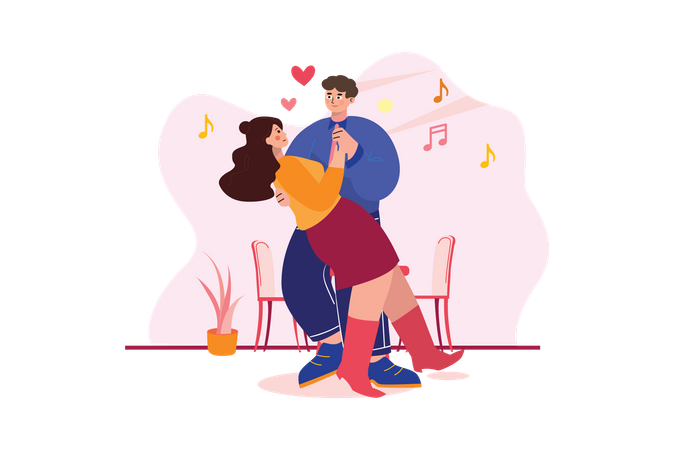 Pareja bailando el día de San Valentín  Ilustración