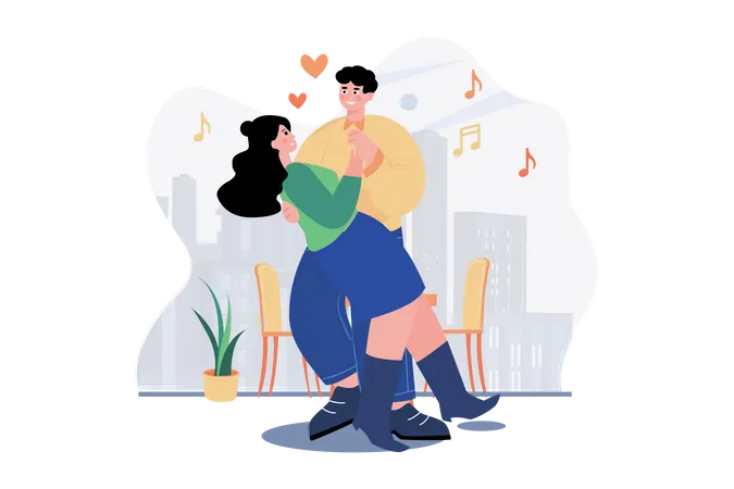 Pareja bailando el día de San Valentín  Ilustración