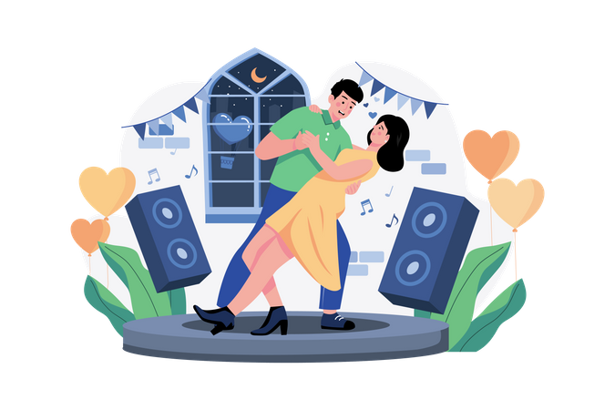 Pareja bailando juntos  Ilustración