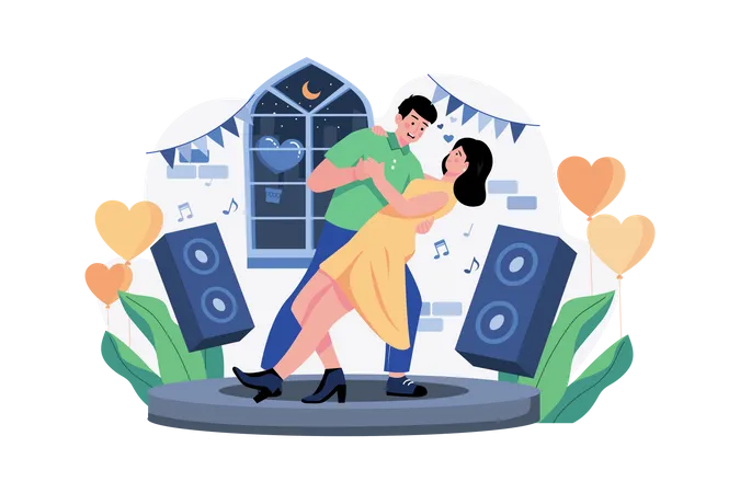 Pareja bailando juntos  Ilustración