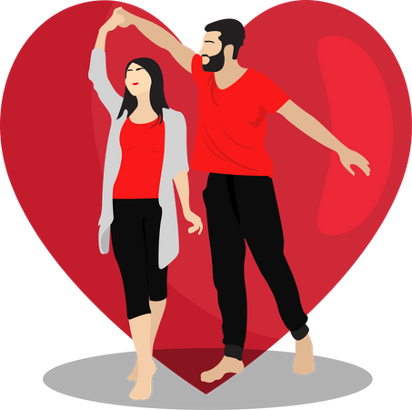 Pareja bailando san valentin  Ilustración