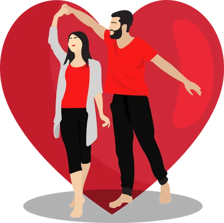 Pareja bailando san valentin  Ilustración