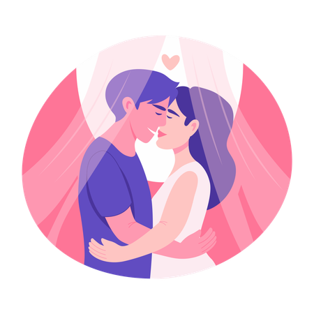 Pareja besándose  Ilustración