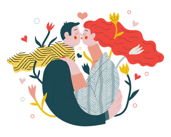 Pareja besándose  Ilustración