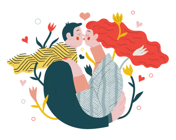 Pareja besándose  Ilustración