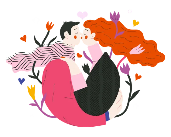 Pareja besándose  Ilustración