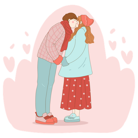 Pareja besándose  Ilustración