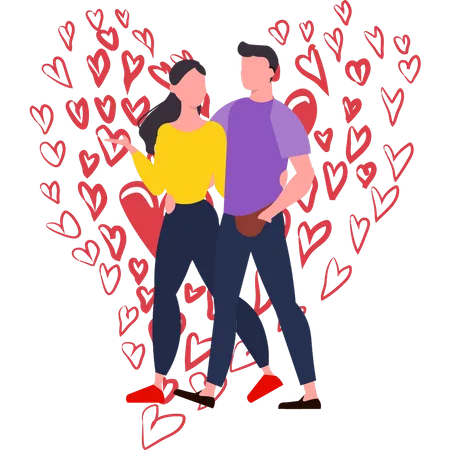 Pareja caminando el día de San Valentín  Illustration