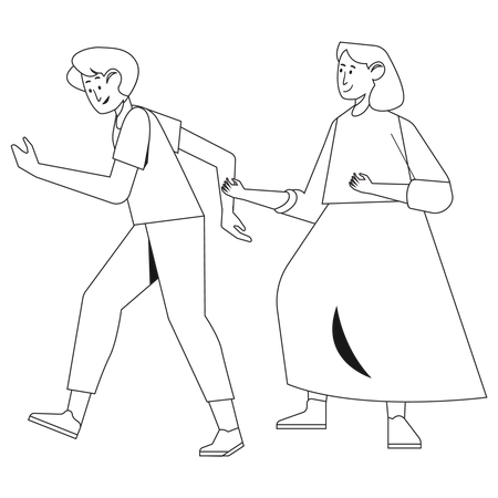 Pareja caminando juntos  Ilustración