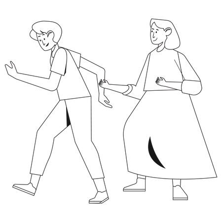 Pareja caminando juntos  Ilustración