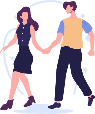 Pareja caminando juntos  Ilustración