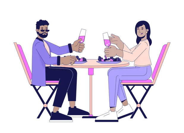 Pareja casada cenando  Ilustración