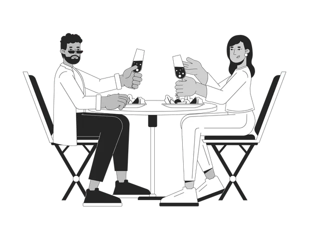 Pareja casada cenando  Ilustración