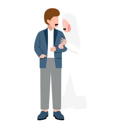 Matrimonio musulmán de pie juntos  Ilustración