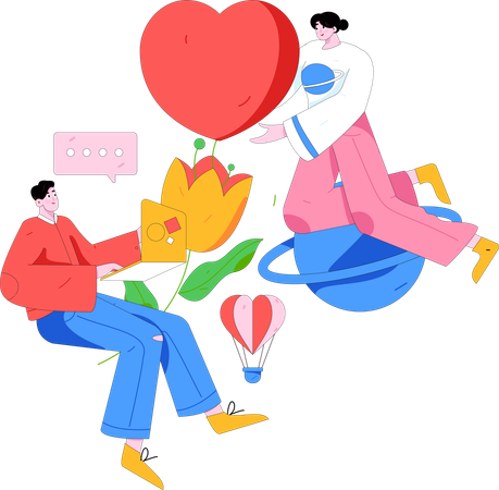 Pareja celebrando el día de san valentín  Ilustración