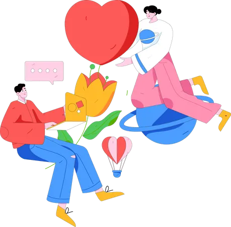 Pareja celebrando el día de san valentín  Ilustración