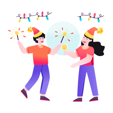 Pareja celebrando el día de Navidad  Illustration