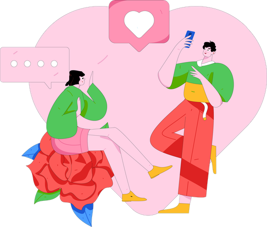 Pareja celebrando el día de san valentín  Ilustración