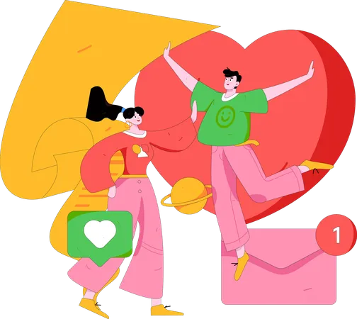 Pareja celebrando el día de san valentín  Ilustración