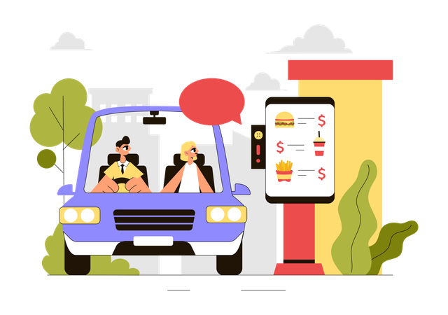 Pareja celebrando el Día Nacional del Auto-Servicio  Ilustración