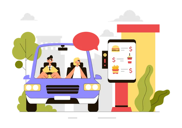 Pareja celebrando el Día Nacional del Auto-Servicio  Ilustración