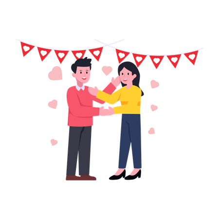 Pareja celebrando el día de San Valentín  Ilustración