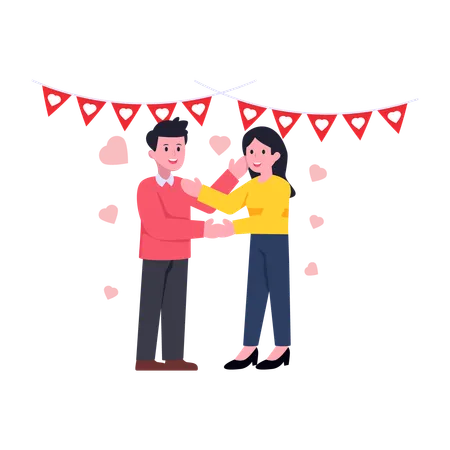 Pareja celebrando el día de San Valentín  Ilustración