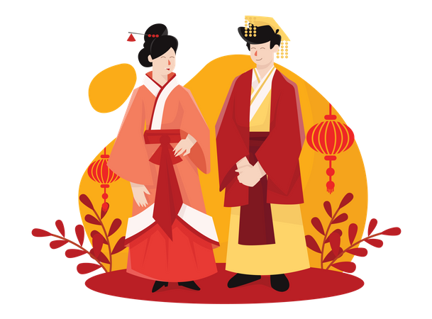 Pareja china  Illustration