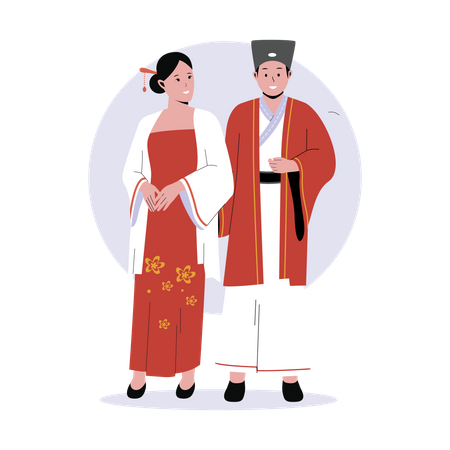 Pareja china  Ilustración