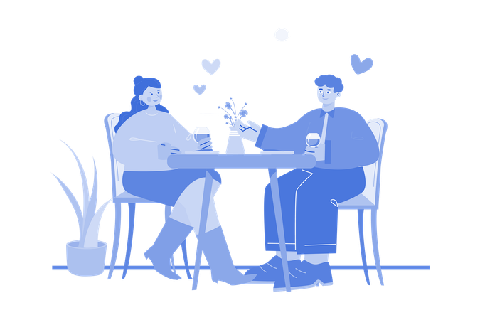 Pareja saliendo el día de San Valentín  Ilustración