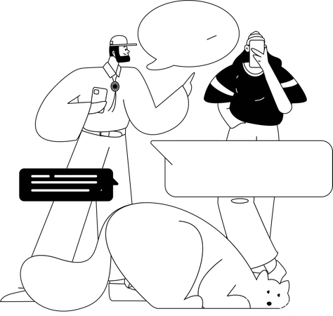 Pareja comunicándose en redes sociales  Ilustración