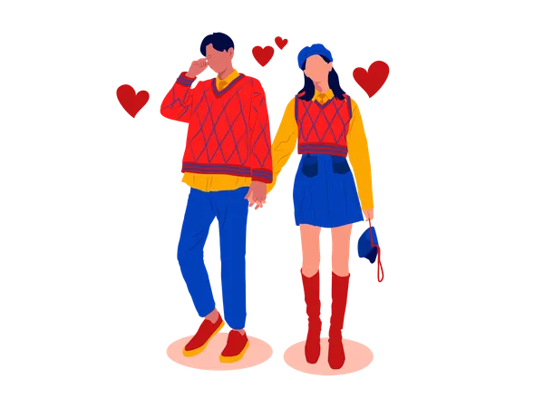 Pareja con traje escolar  Illustration