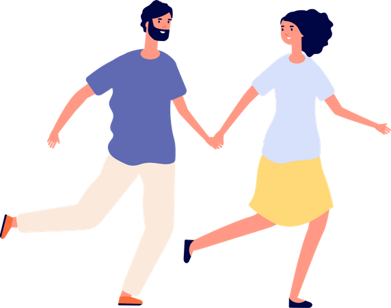Pareja corriendo  Ilustración