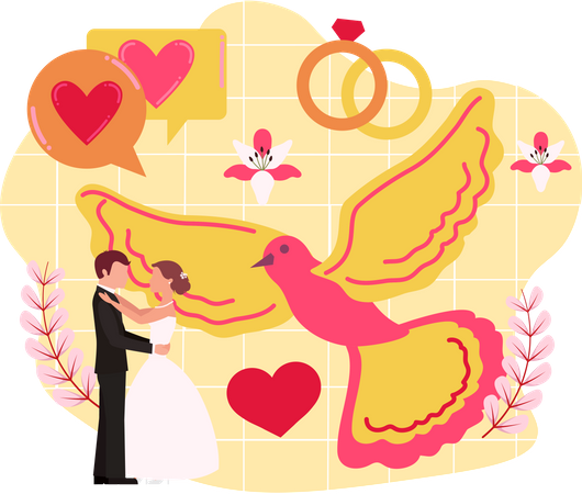 Pareja de boda  Ilustración