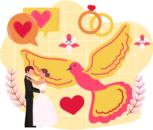 Pareja de boda  Ilustración