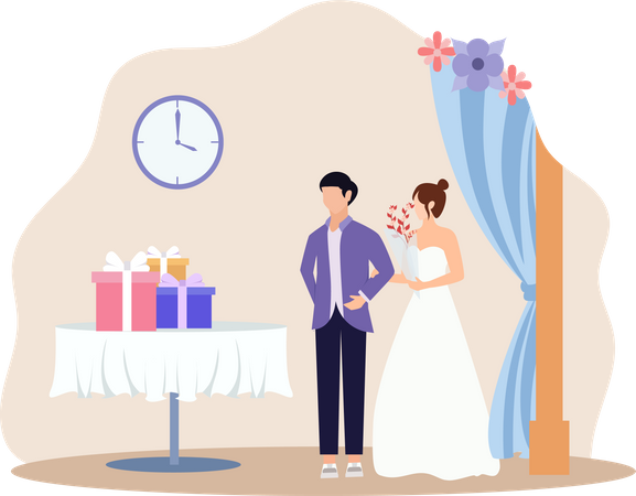 Pareja de boda  Ilustración