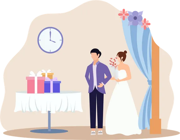 Pareja de boda  Ilustración