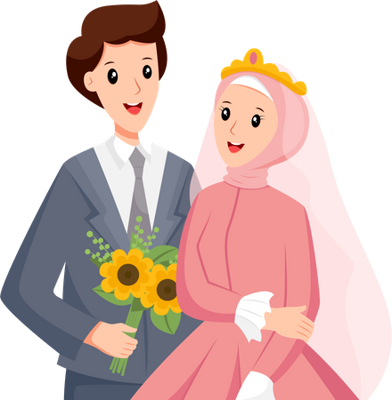 Pareja de boda islámica  Ilustración