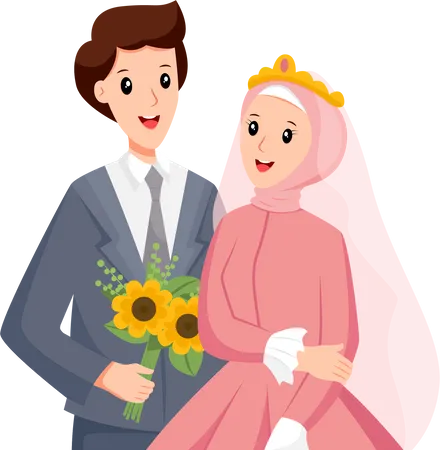 Pareja de boda islámica  Ilustración