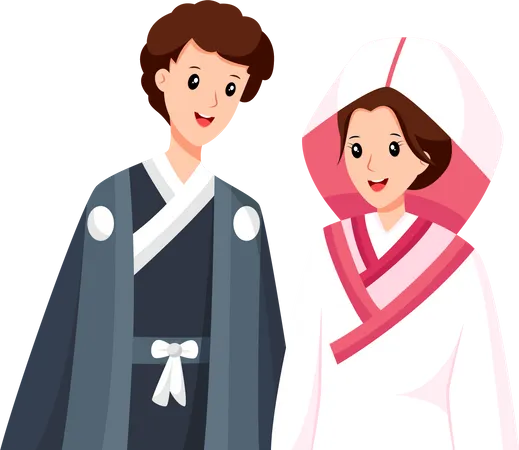 Pareja de boda japonesa  Ilustración