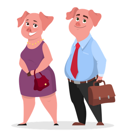 Pareja de cerdos  Ilustración