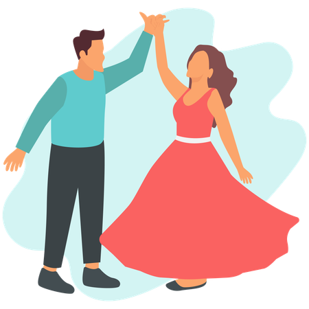 Pareja de enamorados perfecta bailando en una fiesta  Ilustración