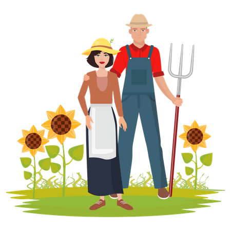 Pareja de agricultores  Ilustración