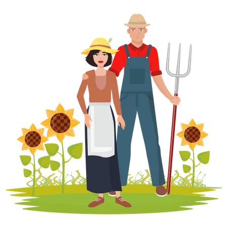 Pareja de agricultores  Ilustración