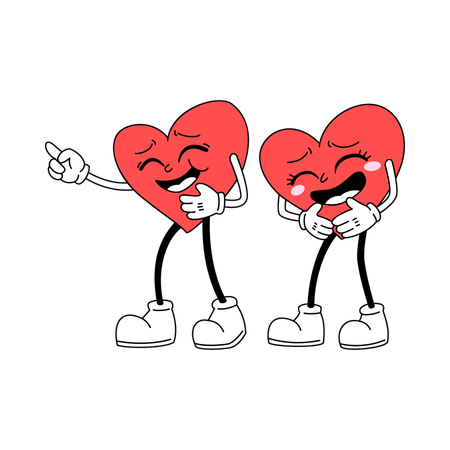 Pareja de mascotas de corazones sonrientes  Illustration