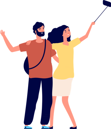Pareja de pie juntos  Ilustración